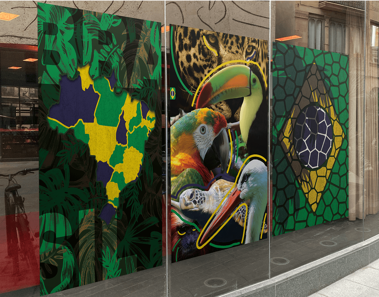 Set de posters em vidro de vitrine